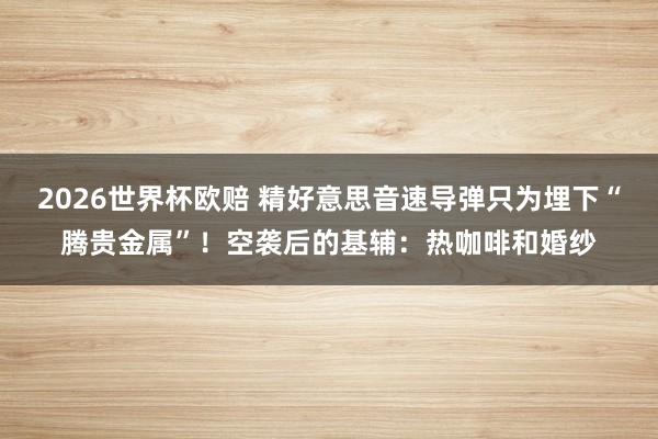 2026世界杯欧赔 精好意思音速导弹只为埋下“腾贵金属”！空袭后的基辅：热咖啡和婚纱