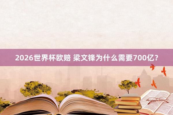 2026世界杯欧赔 梁文锋为什么需要700亿？