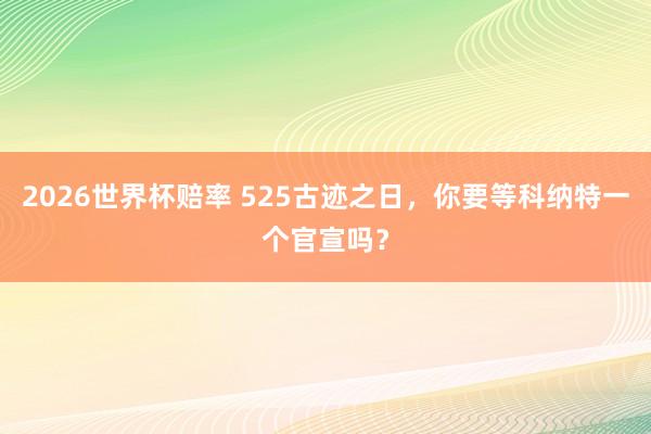 2026世界杯赔率 525古迹之日，你要等科纳特一个官宣吗？