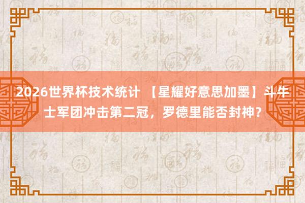 2026世界杯技术统计 【星耀好意思加墨】斗牛士军团冲击第二冠，罗德里能否封神？