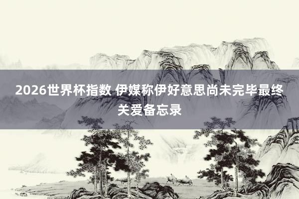 2026世界杯指数 伊媒称伊好意思尚未完毕最终关爱备忘录