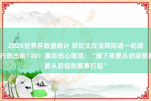 2026世界杯数据统计 郑钦文在法网际遇一轮游，天下排行跌出前100！赛后伤心落泪：“接下来要从初级别赛事打起”