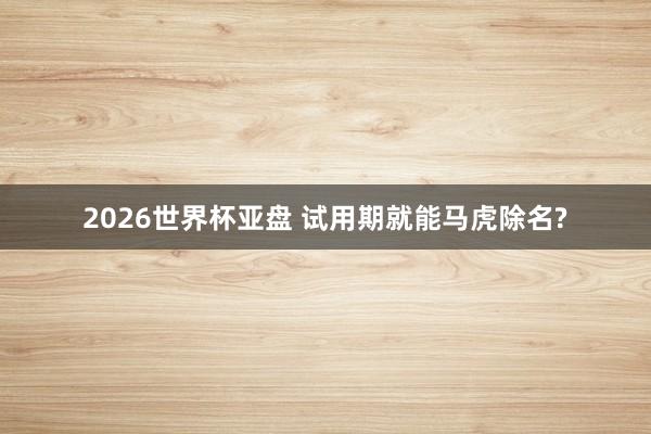 2026世界杯亚盘 试用期就能马虎除名?