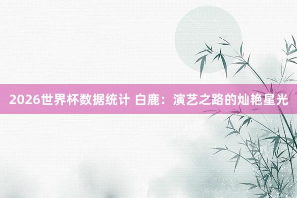 2026世界杯数据统计 白鹿：演艺之路的灿艳星光