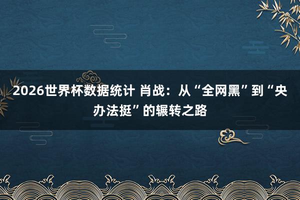 2026世界杯数据统计 肖战：从“全网黑”到“央办法挺”的辗转之路