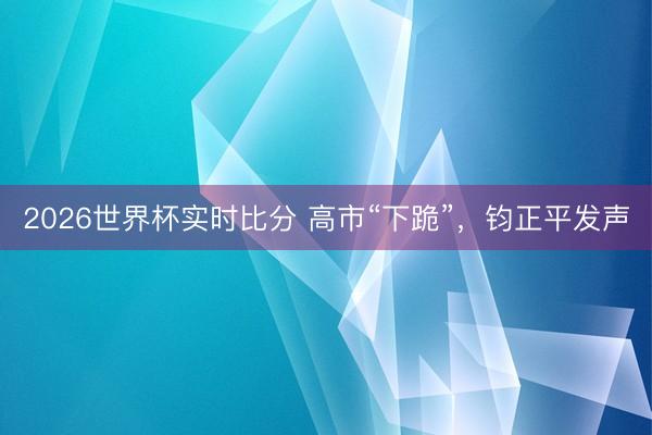 2026世界杯实时比分 高市“下跪”，钧正平发声